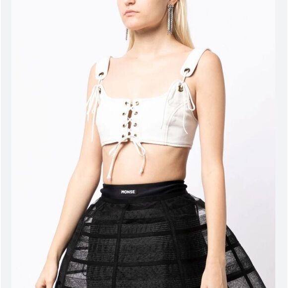 MONSE Lacing Bralette Bra Top Crop white Lace Up NWT $590 - Picture 6 of 11